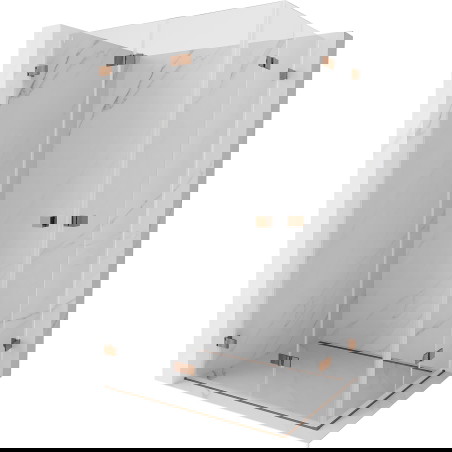 Mexen Lunar-F Dviguba sulankstoma dušo kabina 80 x 70 cm, permatoma, rožinis auksas - 836-080L-070P-60-00