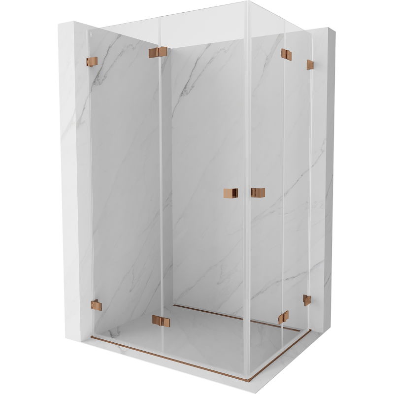 Mexen Lunar-F Duo sulankstoma dušo kabina 90 x 85 cm, skaidri, rožinis auksas - 836-090L-085P-60-00