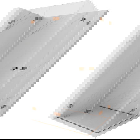 Mexen Lunar-F Duo sulankstoma dušo kabina 100 x 80 cm, skaidri, rožinis auksas - 836-100L-080P-60-00