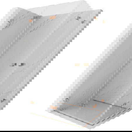 Mexen Lunar-F Duo sulankstoma dušo kabina 90 x 80 cm, permatomi stiklai, šlifuotas varis - 836-090L-080P-65-00