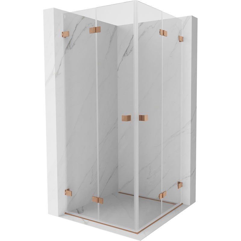 Mexen Lunar-F Duo sulankstoma dušo kabina 90 x 90 cm, skaidri, šlifuotas varis - 836-090L-090P-65-00