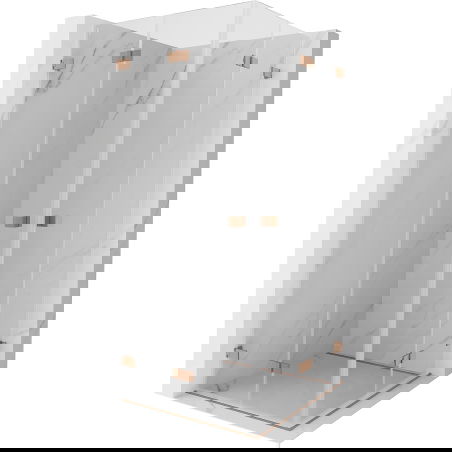 Mexen Lunar-F Duo sulankstoma dušo kabina 90 x 90 cm, permatoma, šlifuota varinė - 836-090L-090P-65-00