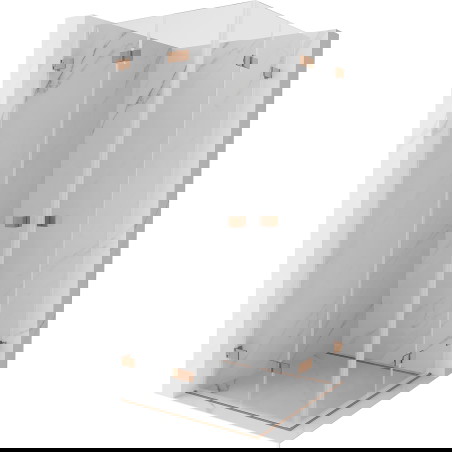 Mexen Lunar-F Dviguba sulankstoma dušo kabina 100 x 100 cm, skaidri, šlifuotas varis - 836-100L-100P-65-00