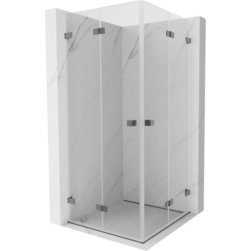 Mexen Lunar-F Duo sulankstoma dušo kabina 85 x 85 cm, permatomas, ginklų metalo - 836-085L-085P-95-00