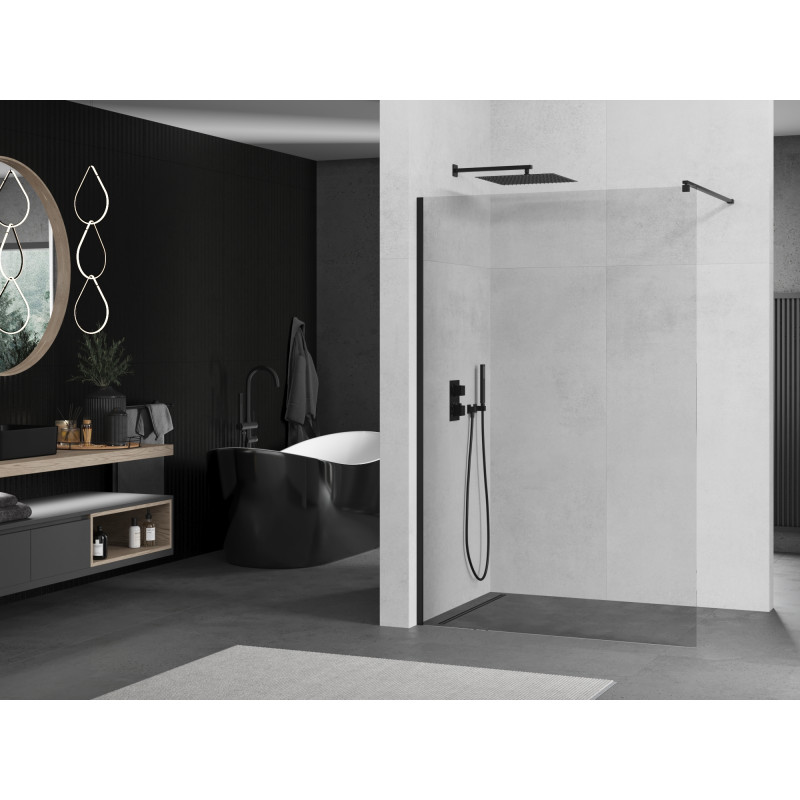 Mexen Kioto dušo siena Walk-in 110 x 200 cm, skaidri 8 mm, juoda - 800-110-101-70-00