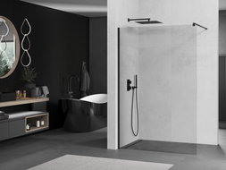 Mexen Kioto Dušo siena Walk-in 150 x 200 cm, skaidri 8 mm, juoda - 800-150-101-70-00