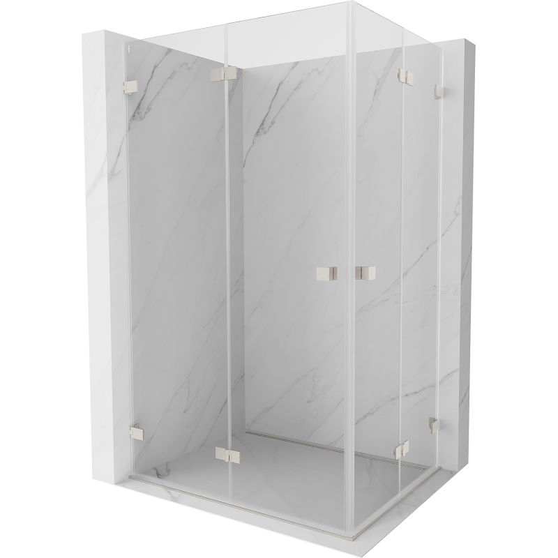 Mexen Lunar-F Duo sulankstoma dušo kabina 85 x 75 cm, skaidri, šlifuotas nikelis - 836-085L-075P-97-00