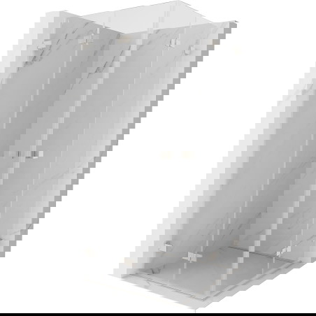 Mexen Lunar-F Dvigubai sulankstoma dušo kabina 100 x 100 cm, skaidri, šlifuotas nikelis - 836-100L-100P-97-00