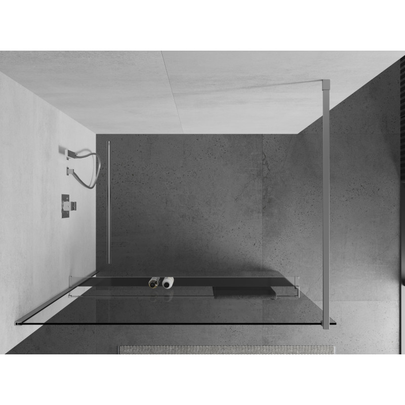Mexen Kioto+ dušo sienelė su lentyna Walk-in 130 x 200 cm, skaidri, chromas - 800-130-121-01-00