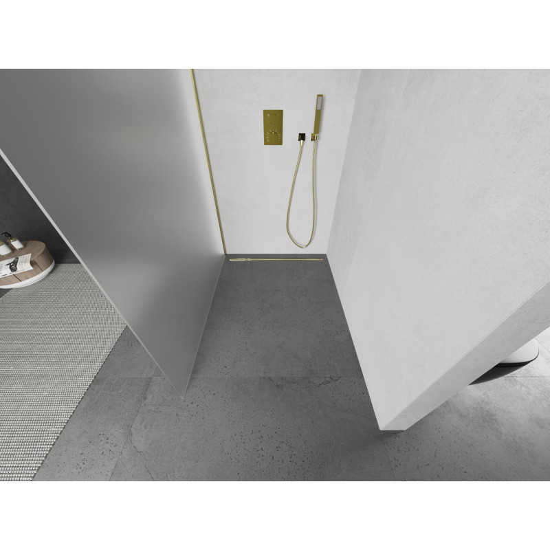 Mexen Kioto Dušo pertvara Walk-in 110 x 200 cm, matinta 8 mm, auksinė - 800-110-101-50-30