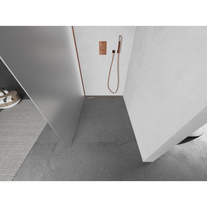Mexen Kioto Dušo siena Walk-in 90 x 200 cm, matinis 8 mm, rožinis auksas - 800-090-101-60-30