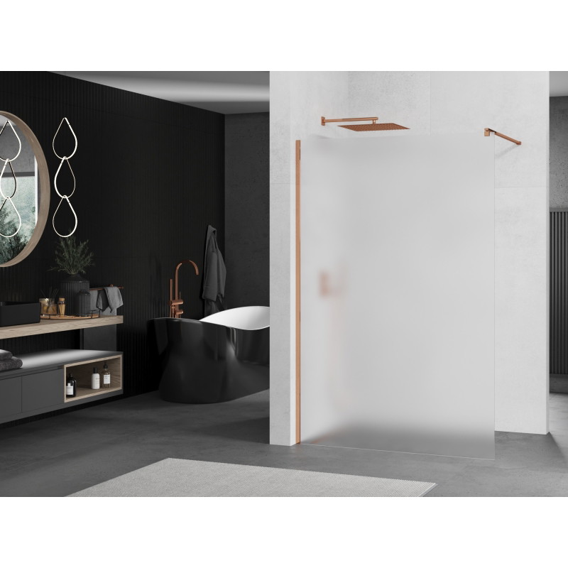 Mexen Kioto Dušo siena Walk-in 90 x 200 cm, matinis 8 mm, rožinis auksas - 800-090-101-60-30