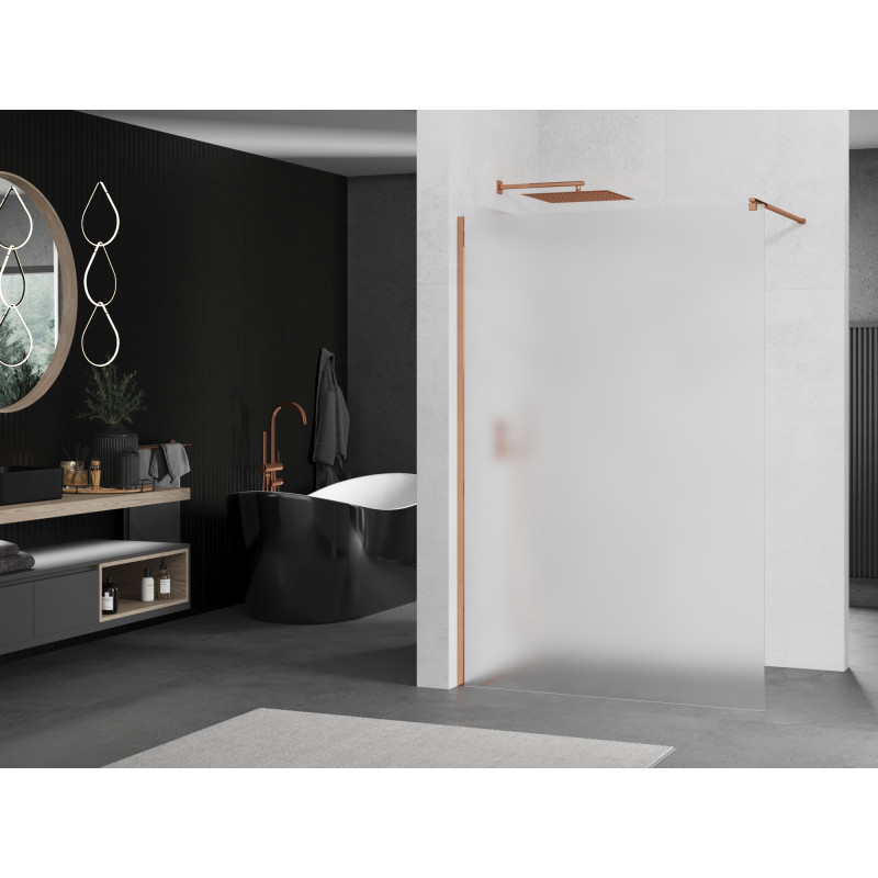 Mexen Kioto Dušo sienelė Walk-in 100 x 200 cm, matinė 8 mm, rožinis auksas - 800-100-101-60-30