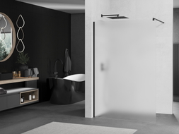 Mexen Kioto dušo siena Walk-in 120 x 200 cm, matinė 8 mm, juoda - 800-120-101-70-30