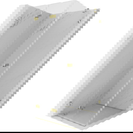 Mexen Lunar-F sulankstoma dušo kabina, kairinė, 90 x 90 cm, skaidrus, auksinė - 836-090-090-50-00-L