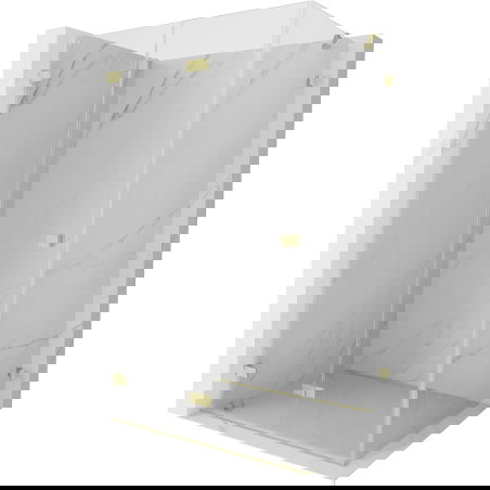 Mexen Lunar-F dušas kabina, sulankstoma kairė 90 x 80 cm, skaidri, auksinė matinė - 836-090-080-55-00-L