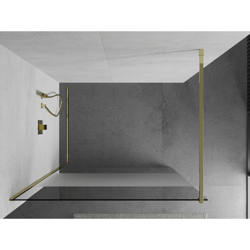 Mexen Kioto dušo pertvara Walk-in 100 x 200 cm, permatomas/matinis 8 mm, auksinė - 800-100-101-50-35