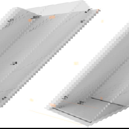 Mexen Lunar-F sulankstoma dušo kabina kairinė 100 x 70 cm, skaidri, rožinis auksas- 836-100-070-60-00-L