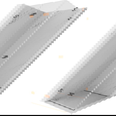 Mexen Lunar-F sulankstoma dušo kabina kairė 90 x 90 cm, permatoma, rožinis auksas - 836-090-090-60-00-L