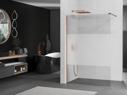 Mexen Kioto dušo sienelė Walk-in 90 x 200 cm, permatoma/matinė 8 mm, rožinis auksas - 800-090-101-60-35