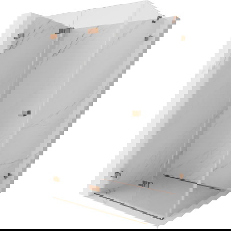 Mexen Lunar-F sulankstoma kairioji dušo kabina 100 x 90 cm, skaidrus, rožinis auksas - 836-100-090-60-00-L