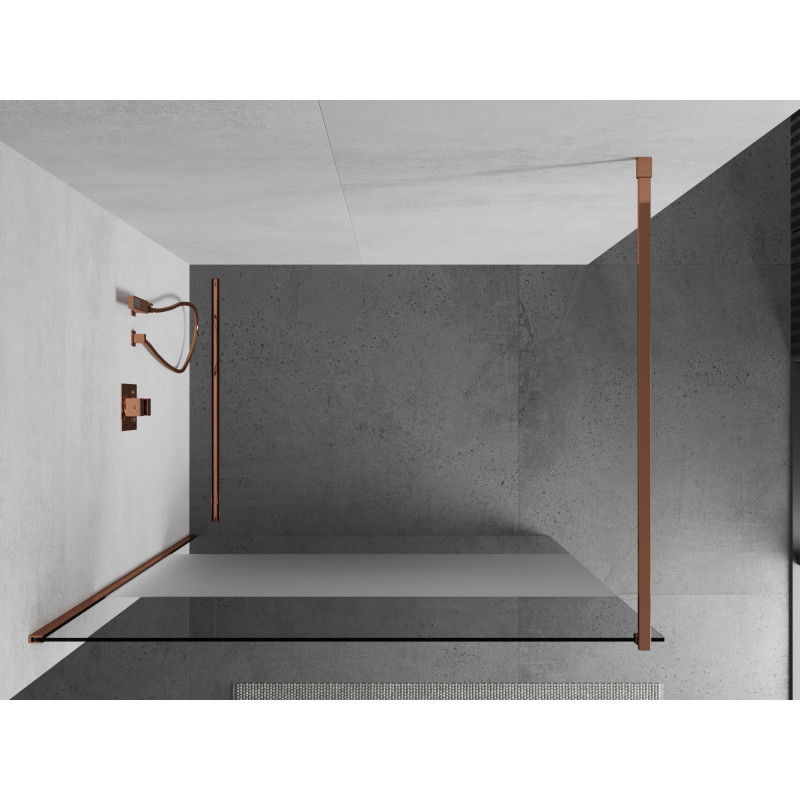 Mexen Kioto dušo siena Walk-in 90 x 200 cm, permatomas/matinis 8 mm, rožinis auksas - 800-090-101-60-35