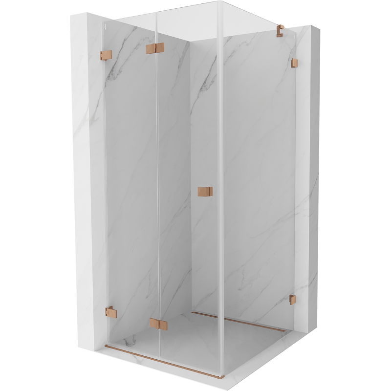Mexen Lunar-F sulankstoma dušo kabina, kairė 80 x 80 cm, skaidri, šlifuotas varis- 836-080-080-65-00-L