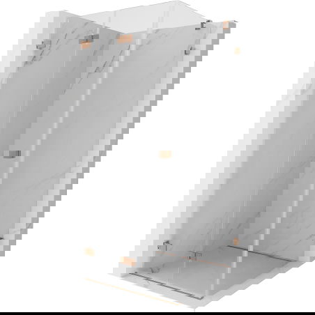 Mexen Lunar-F sulankiojamas dušo kabina kairėje 100 x 100 cm, skaidri, šlifuotas varis- 836-100-100-65-00-L