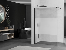 Mexen Kioto Dušo sienelė Walk-in 70 x 200 cm, permatoma/šilko matinė 8 mm, juoda - 800-070-101-70-35