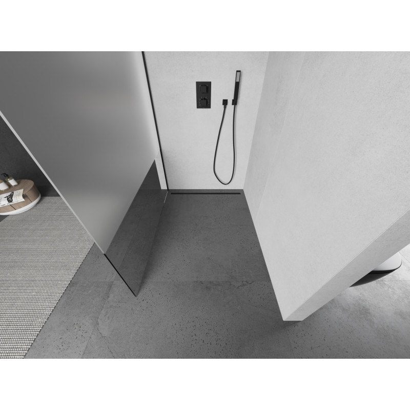 Mexen Kioto dušo sienelė Walk-in 80 x 200 cm, skaidri / matinė 8 mm, juoda - 800-080-101-70-35