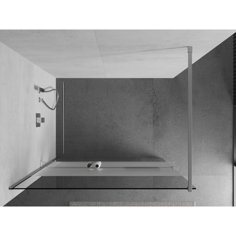Mexen Kioto+ dušo sienelė su lentyna Walk-in 90 x 200 cm, skaidrus/šerkšnas, chromas - 800-090-121-01-35