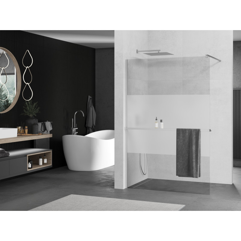 Mexen Kioto+ dušo siena su lentyna Walk-in 100 x 200 cm, skaidrus/matinis, chromas - 800-100-121-01-35