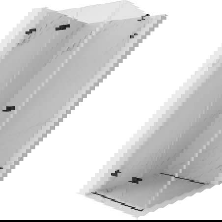 Mexen Lunar-F sulankstoma dušo kabina kairė 100 x 100 cm, skaidri, juoda - 836-100-100-70-00-L