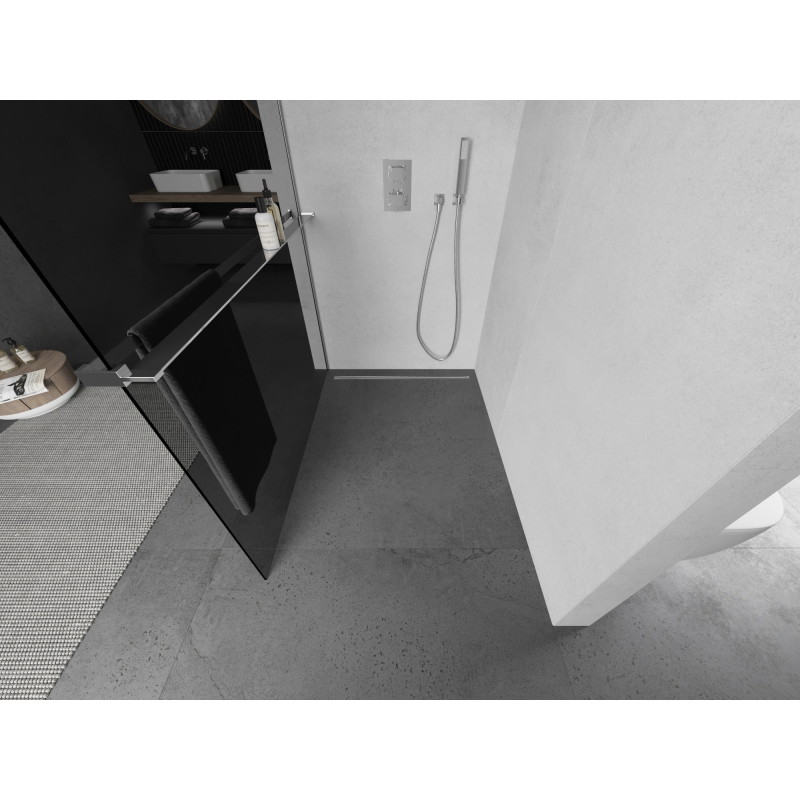 Mexen Kioto+ dušo sienelė su lentyna Walk-in 70 x 200 cm, grafitas, chromas - 800-070-121-01-40