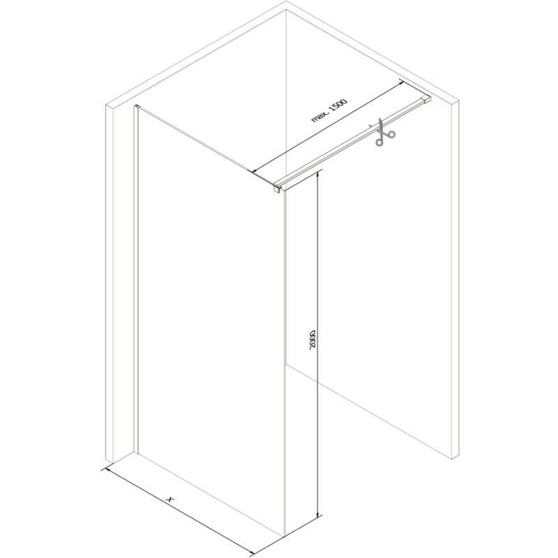 Mexen Kioto dušo pertvara Walk-in 70 x 200 cm, grafitas 8 mm, chromas - 800-070-101-01-40