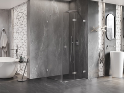 Mexen Lunar-F sulankstoma dušo kabina dešinė 70 x 70 cm, permatoma, chromas - 836-070-070-01-00-P