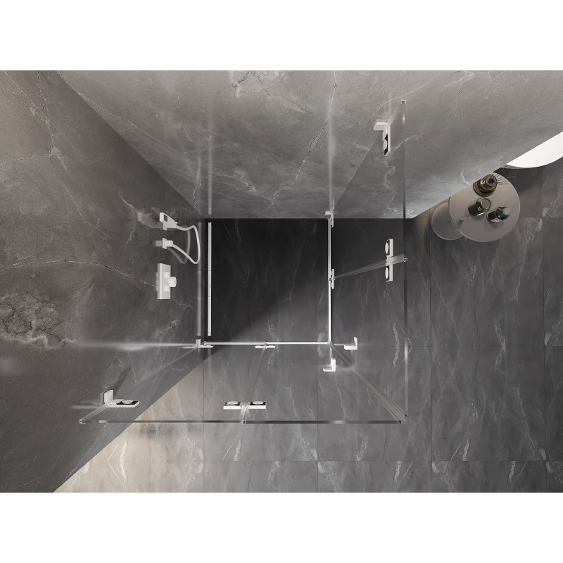 Mexen Lunar-F Dviguba sulankstoma dušo kabina 95 x 95 cm, skaidri, balta - 836-095L-095P-20-00