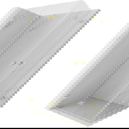 Mexen Lunar-F Duo sulankiojama dušo kabina 95 x 80 cm, permatoma, šlifuotas auksas - 836-095L-080P-55-00