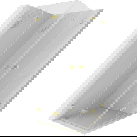 Mexen Lunar-F Duo sulankstoma dušo kabina 95 x 95 cm, permatomas, matinė aukso spalva - 836-095L-095P-55-00