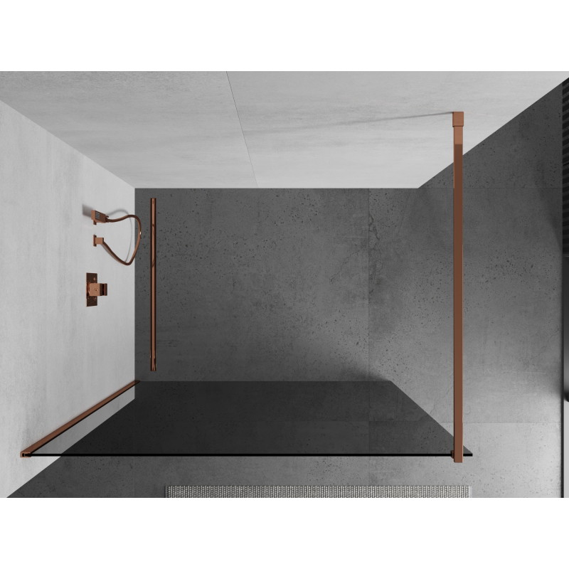 Mexen Kioto dušo siena Walk-in 80 x 200 cm, grafitas 8 mm, rožinis auksas - 800-080-101-60-40
