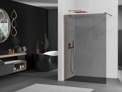 Mexen Kioto dušo sienelė Walk-in 100 x 200 cm, grafitas 8 mm, rožinis auksas - 800-100-101-60-40