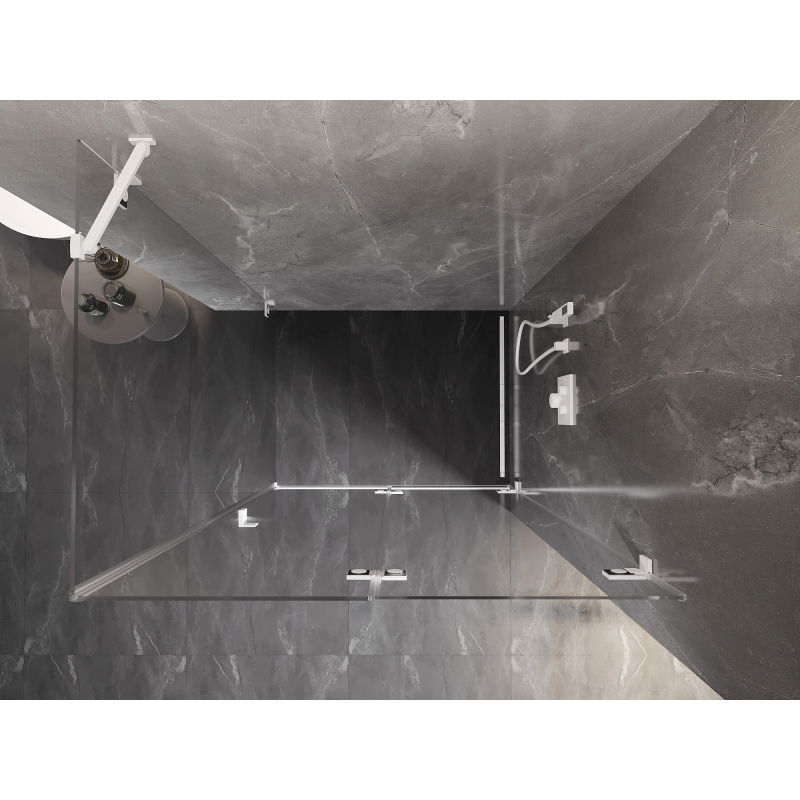 Mexen Lunar-F sulankstoma dušo kabina dešinė 95 x 90 cm, skaidri, balta - 836-095-090-20-00-P