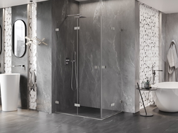 Mexen Lunar-F Duo sulankstoma dušo kabina 95 x 85 cm, skaidri, šlifuotas nikelis - 836-095L-085P-97-00