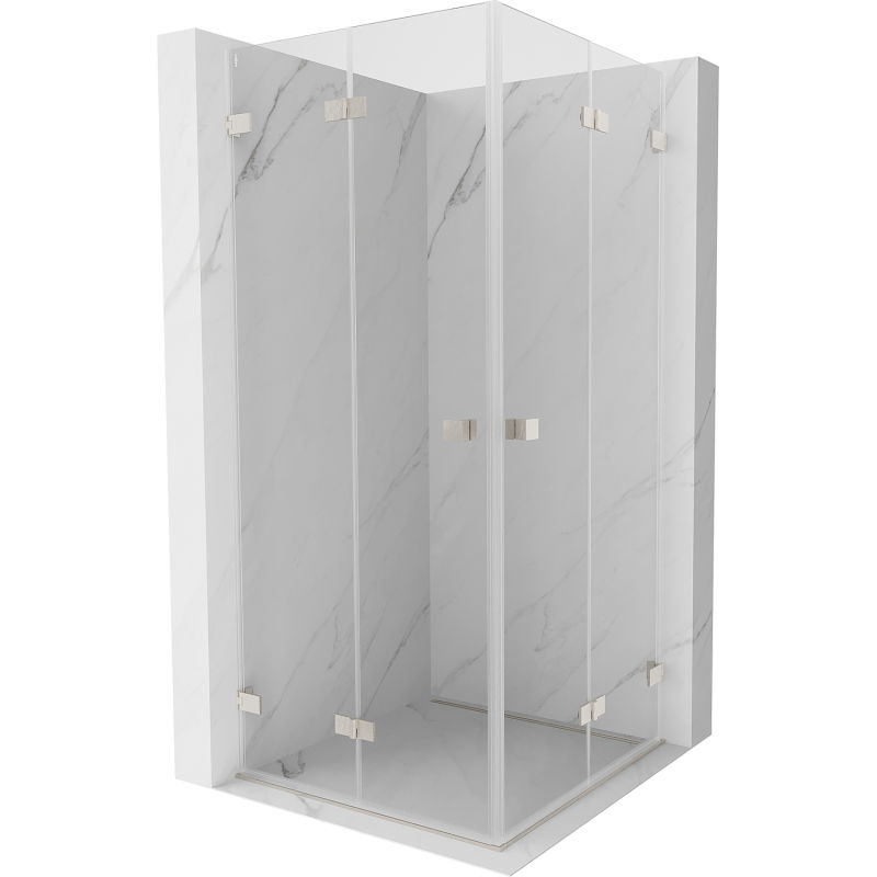 Mexen Lunar-F Duo sulankstoma dušo kabina 95 x 95 cm, skaidri, šlifuotas nikelis - 836-095L-095P-97-00