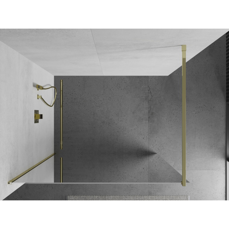 Mexen Kioto Dušo sienelė Walk-in 80 x 200 cm, veidrodis 8 mm, auksinė - 800-080-101-50-50