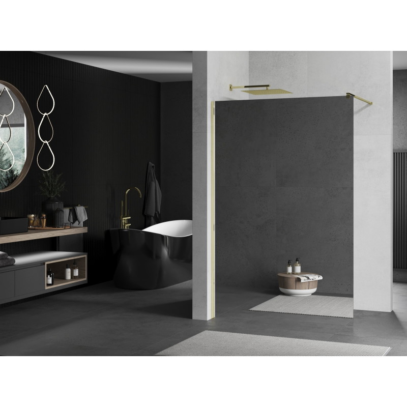 Mexen Kioto Dušo sienelė Walk-in 80 x 200 cm, veidrodis 8 mm, auksinė - 800-080-101-50-50