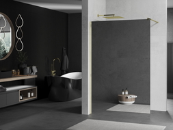 Mexen Kioto Dušo sienelė Walk-in 80 x 200 cm, veidrodis 8 mm, auksinė - 800-080-101-50-50