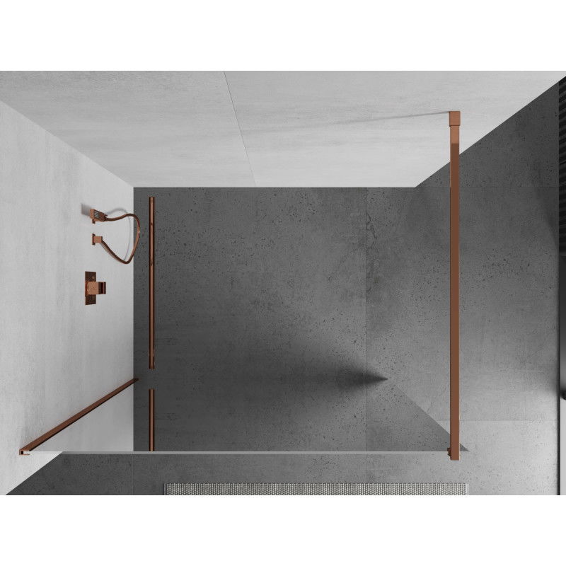 Mexen Kioto dušo siena Walk-in 70 x 200 cm, veidrodis 8 mm, rožinis auksas - 800-070-101-60-50