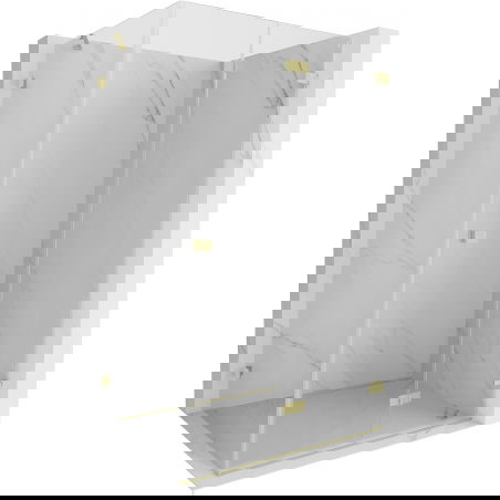 Mexen Lunar-F sulankstoma dešinė dušo kabina 85 x 80 cm, skaidri, auksinė šlifuota - 836-085-080-55-00-P