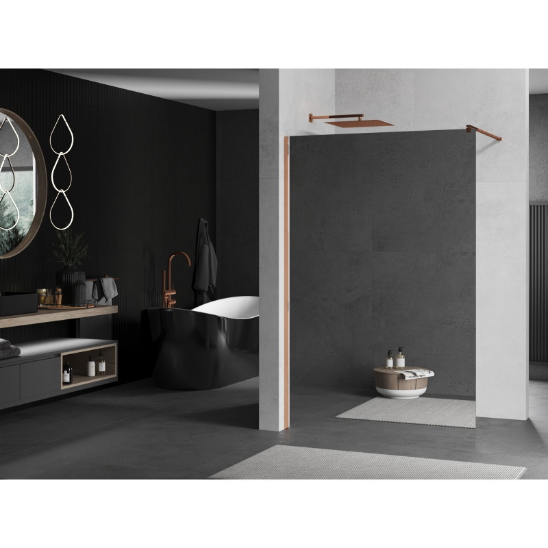 Mexen Kioto Dušo sienelė Walk-in 90 x 200 cm, veidrodis 8 mm, rožinis auksas - 800-090-101-60-50